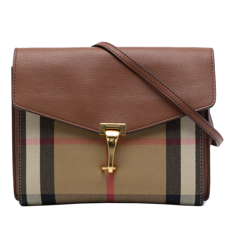 Pre-Loved Burberry Small Leather and House Check Canvas Derby Macken Crossbody